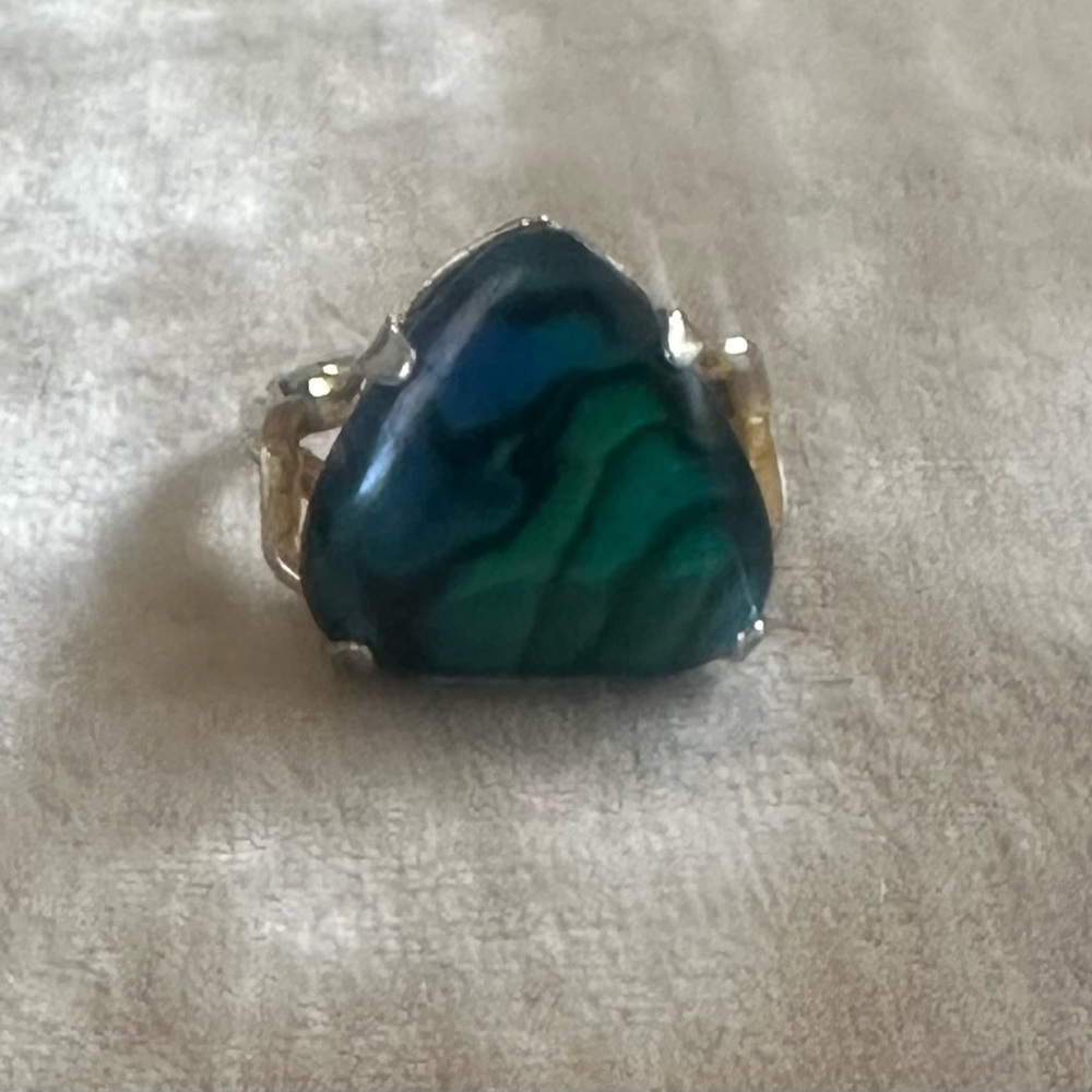 Vintage Sea Opal 14k Gold Plated Ring Size 5.5